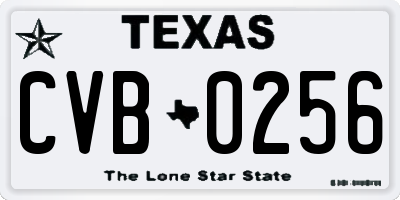 TX license plate CVB0256