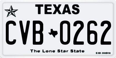 TX license plate CVB0262