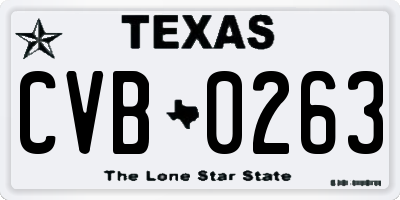 TX license plate CVB0263