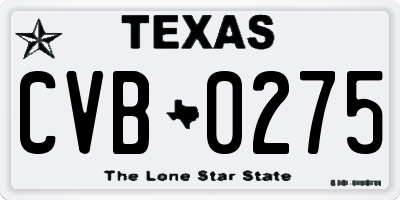 TX license plate CVB0275