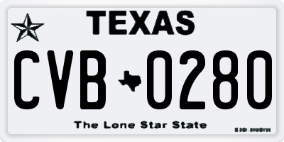 TX license plate CVB0280