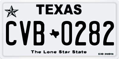 TX license plate CVB0282