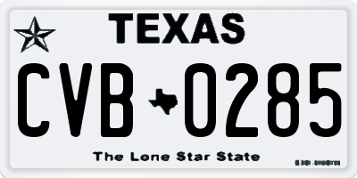 TX license plate CVB0285