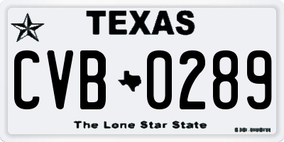 TX license plate CVB0289