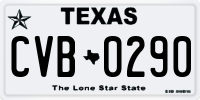 TX license plate CVB0290