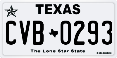 TX license plate CVB0293