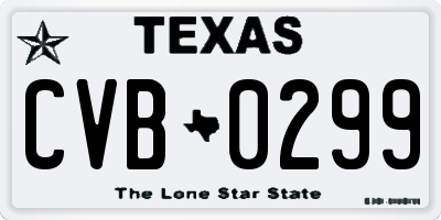 TX license plate CVB0299