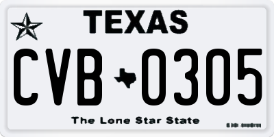 TX license plate CVB0305