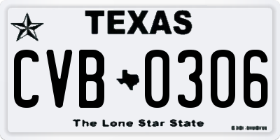 TX license plate CVB0306