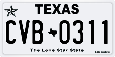 TX license plate CVB0311