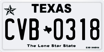 TX license plate CVB0318