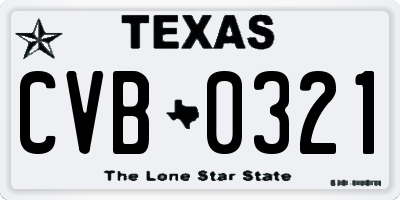 TX license plate CVB0321