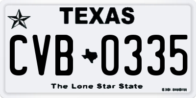 TX license plate CVB0335
