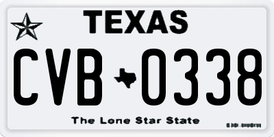 TX license plate CVB0338
