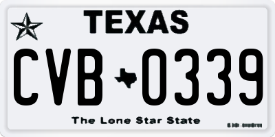 TX license plate CVB0339