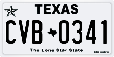 TX license plate CVB0341