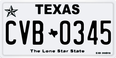 TX license plate CVB0345