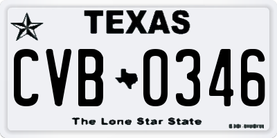 TX license plate CVB0346