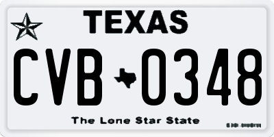 TX license plate CVB0348