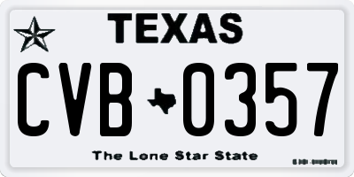 TX license plate CVB0357