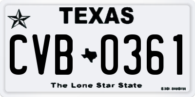 TX license plate CVB0361