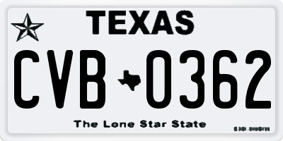 TX license plate CVB0362
