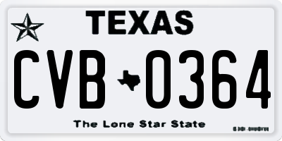 TX license plate CVB0364