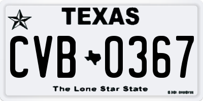 TX license plate CVB0367