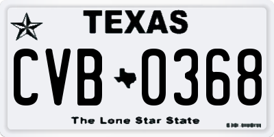 TX license plate CVB0368