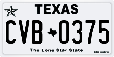 TX license plate CVB0375