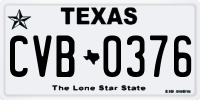 TX license plate CVB0376
