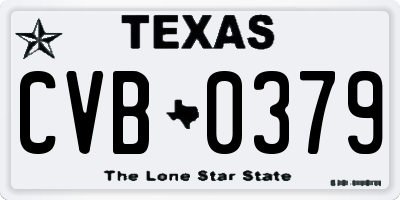 TX license plate CVB0379