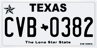 TX license plate CVB0382
