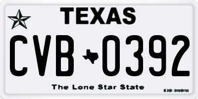 TX license plate CVB0392
