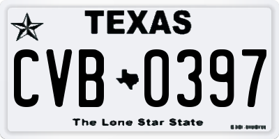 TX license plate CVB0397