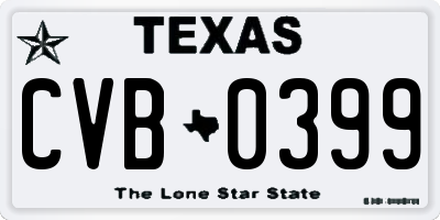 TX license plate CVB0399