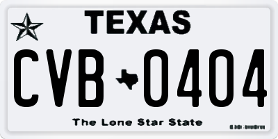 TX license plate CVB0404