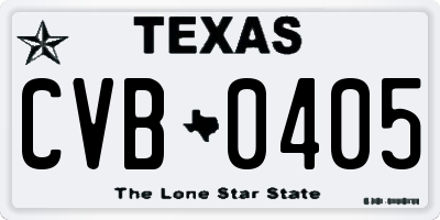 TX license plate CVB0405