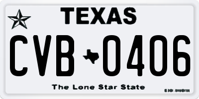TX license plate CVB0406
