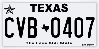 TX license plate CVB0407