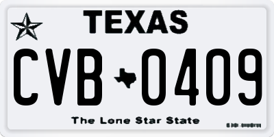 TX license plate CVB0409