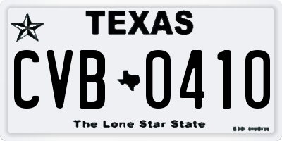 TX license plate CVB0410