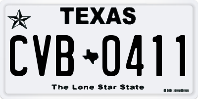 TX license plate CVB0411