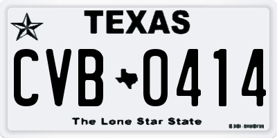 TX license plate CVB0414