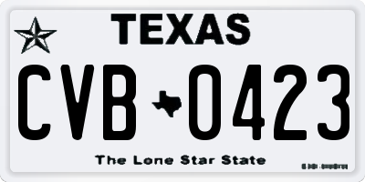 TX license plate CVB0423