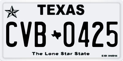 TX license plate CVB0425