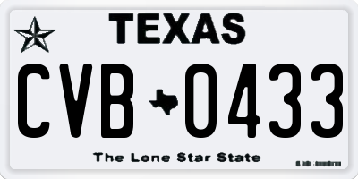 TX license plate CVB0433
