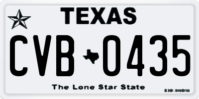 TX license plate CVB0435