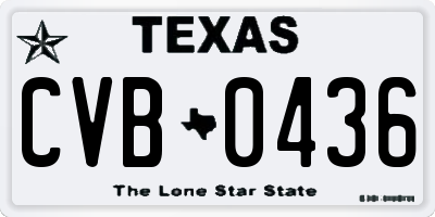 TX license plate CVB0436