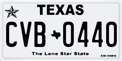 TX license plate CVB0440